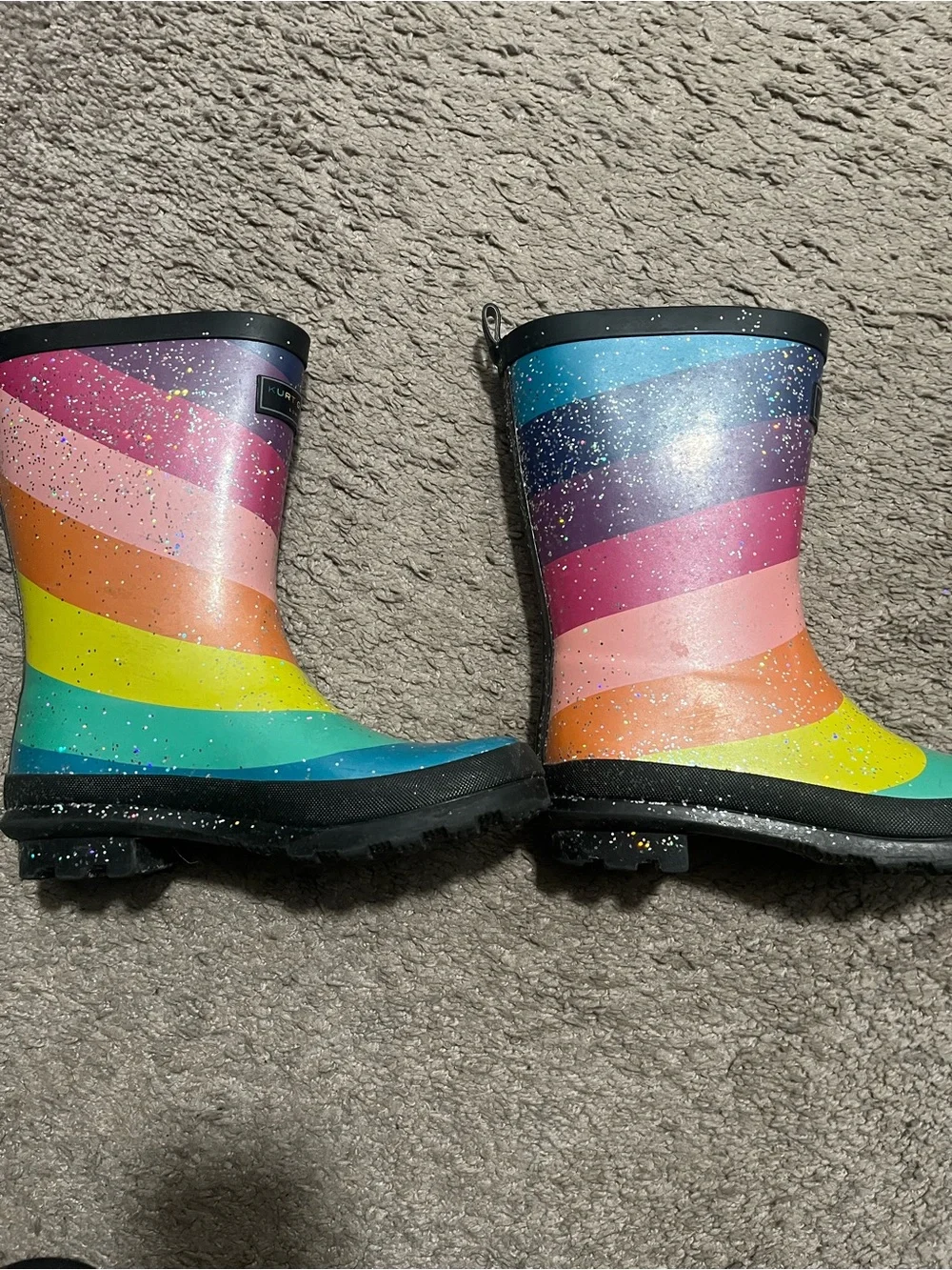 Kurt Geiger Multicolor Glitter Rain Boots sz2